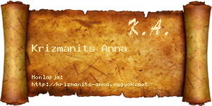 Krizmanits Anna névjegykártya