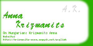 anna krizmanits business card